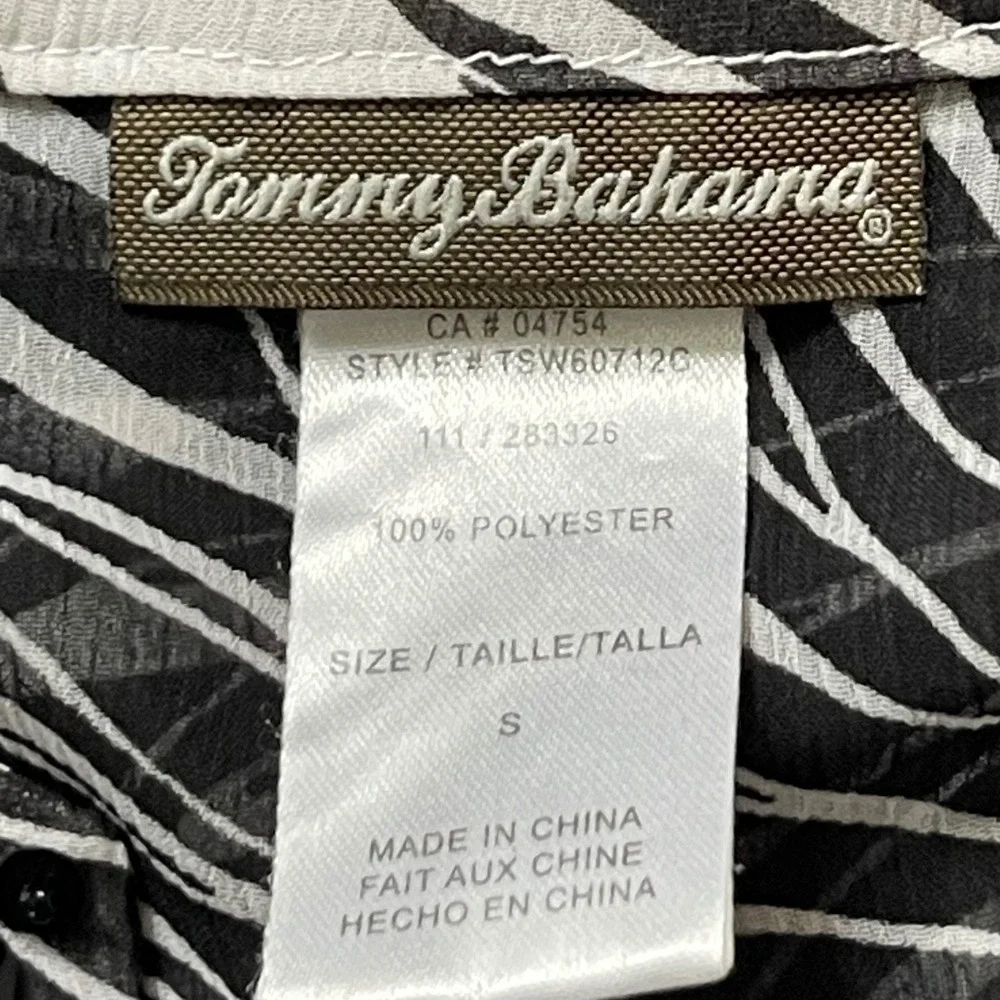 Tommy Bahama Black White Palm Leaf Sequin Cover Up Tunic TSW60712C Small